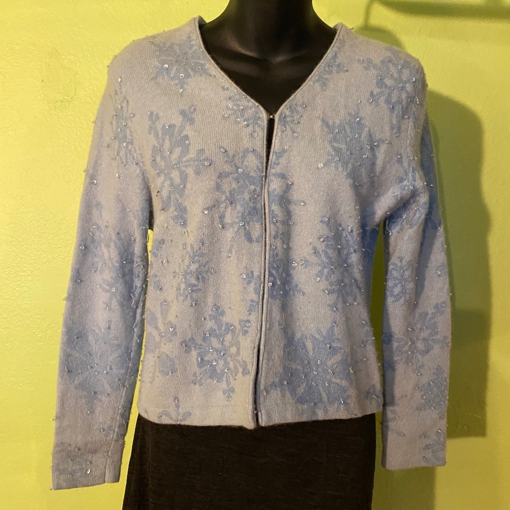 Vintage Beaded Snowflake Susan Martin Cardigan Sweater